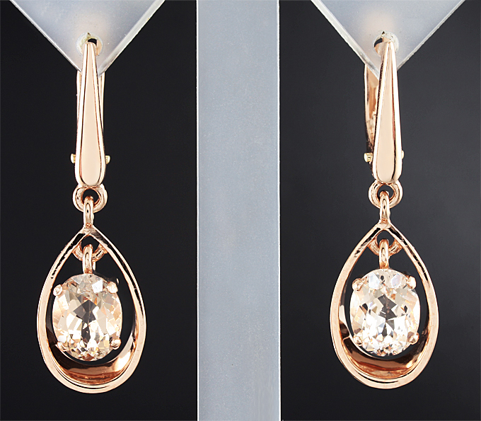 Золото Серьги с морганитами