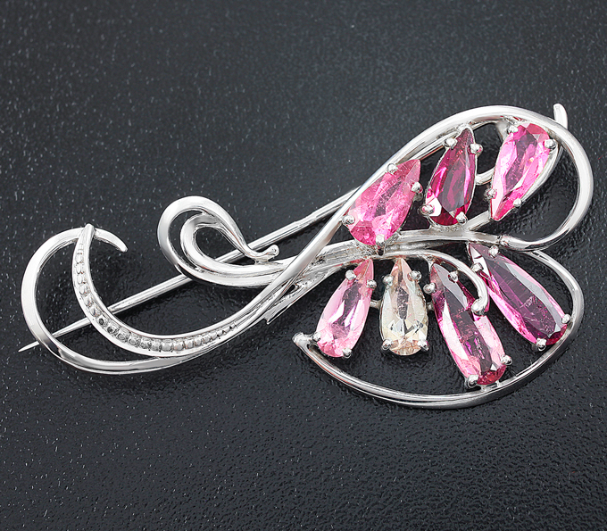 Серебро 925 Брошь c турмалинами