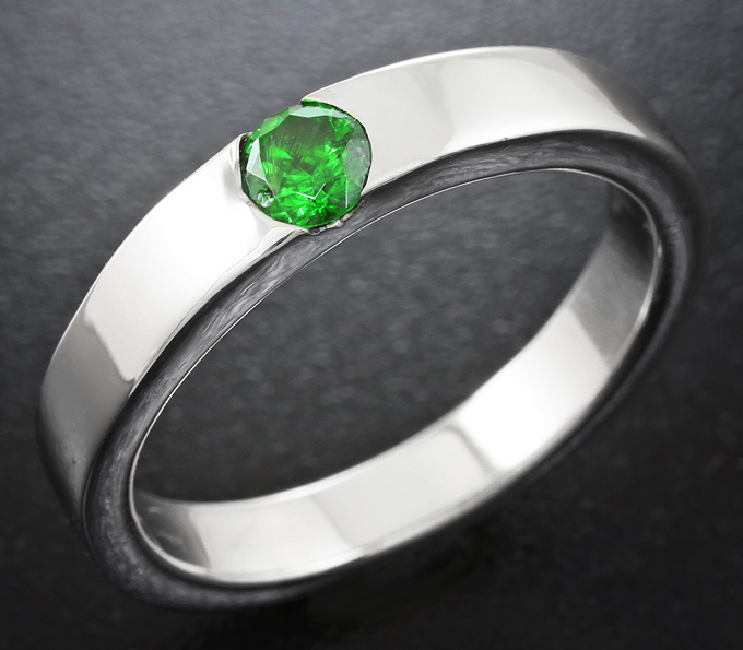 Серебро 925 Кольцо c уральским демантоидом топового цвета