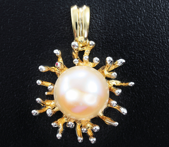 Золото Кулон с кремовой жемчужиной
