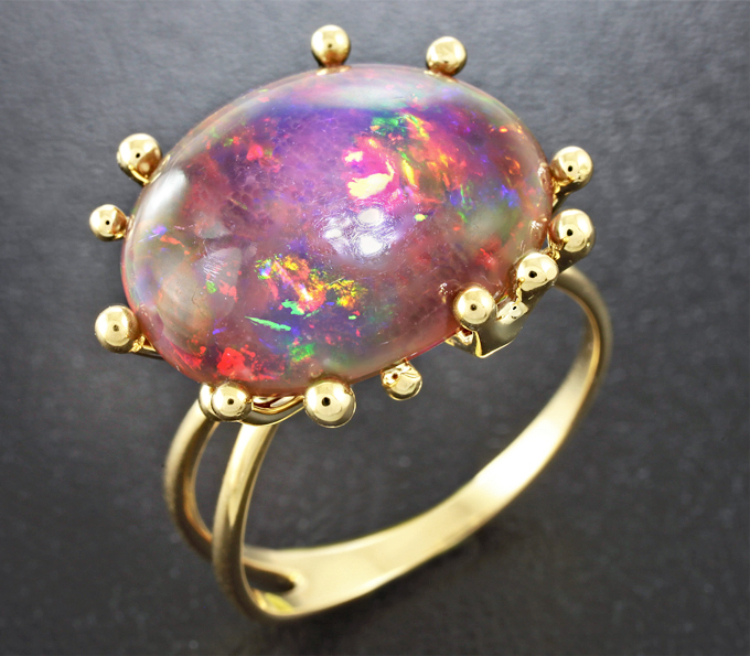 Золото Кольцо c кристаллическим Welo опалом