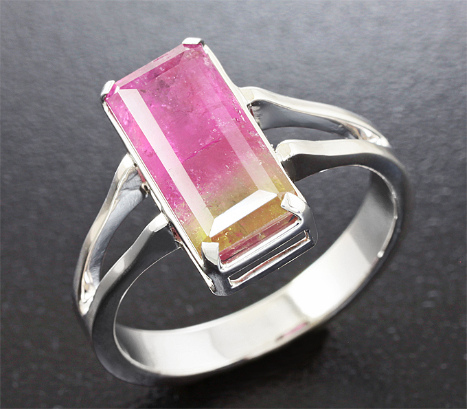 Золото Кольцо с арбузным турмалином