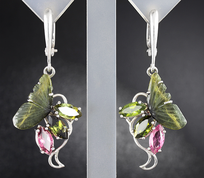 Серебро 925 Серьги с турмалинами