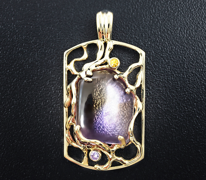 Золото Кулон с аметрином и сапфирами