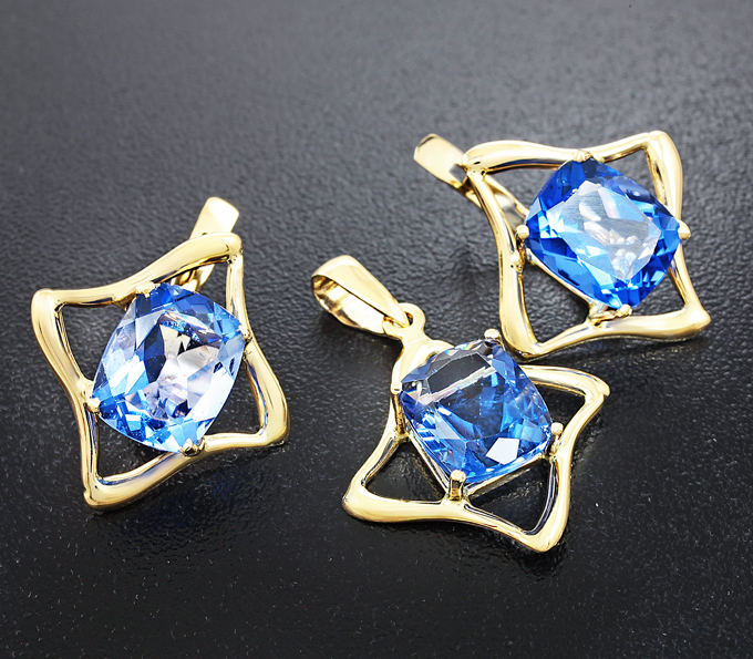 Золото Комплект с флюоритами