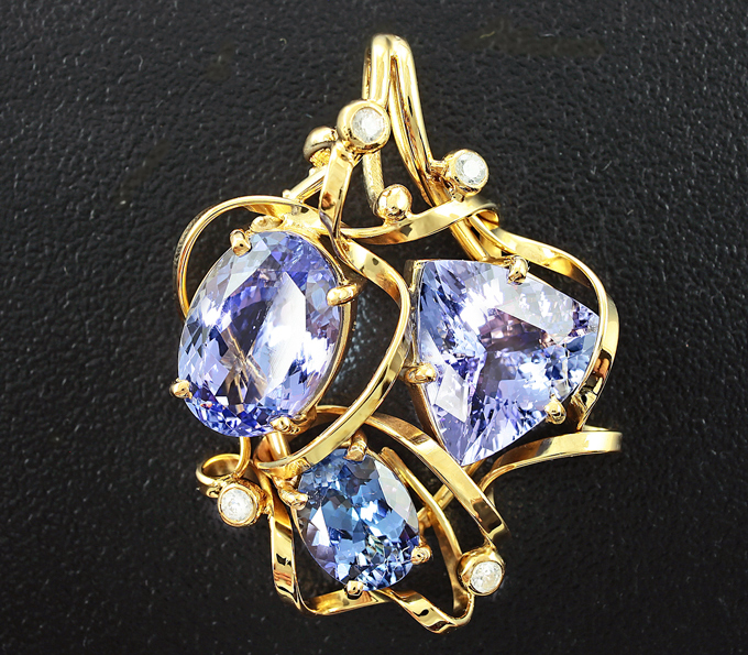 Серебро 925 Кулон с танзанитами и бесцветными цирконами