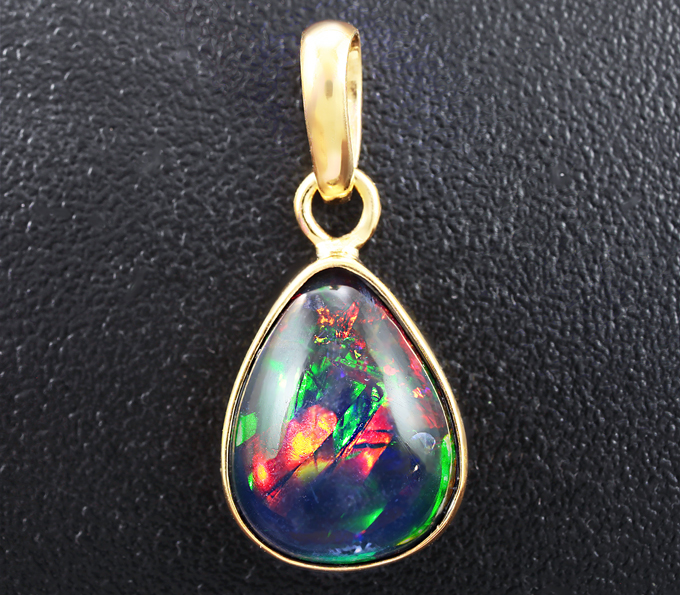 Серебро 925 Кулон с кристаллическим черным опалом