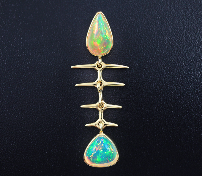 Серебро 925 Кулон с кристаллическими эфиопскими опалами