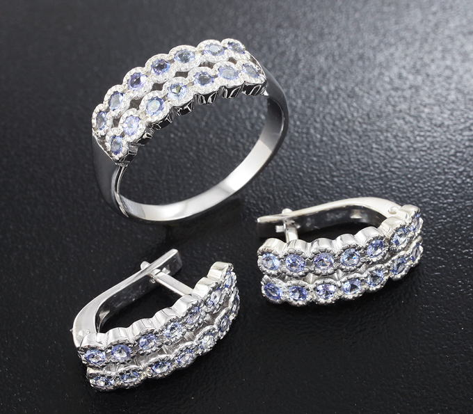 Серебро 925 Комплект с танзанитами
