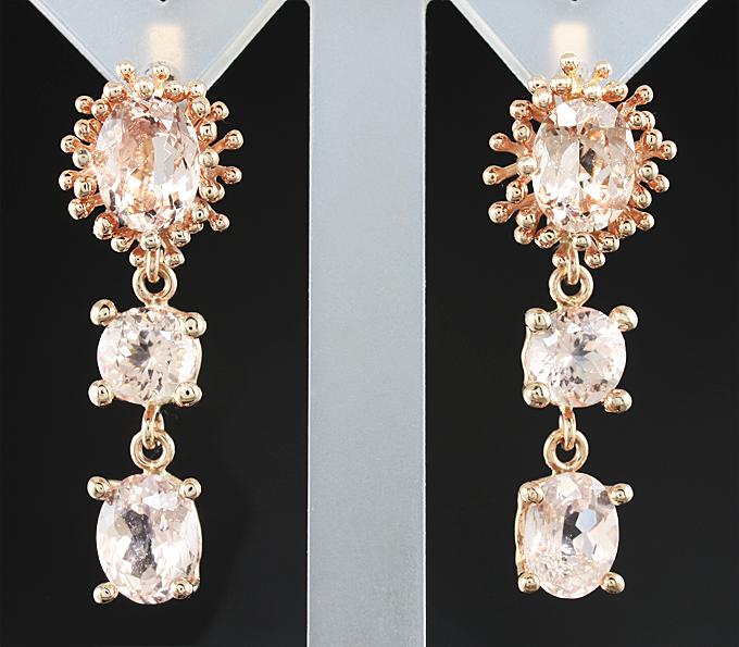 Золото Серьги с морганитами