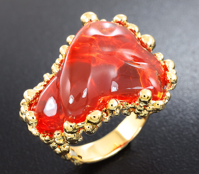 Золото Кольцо с мексиканским огненным опалом