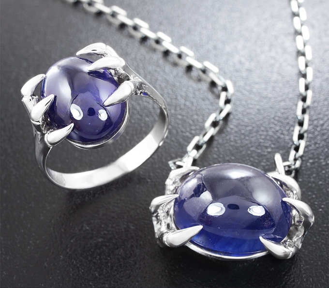 Серебро 925 Комплект с синими сапфирами