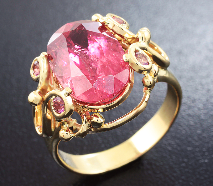 Золото Кольцо с афганским рубеллитом