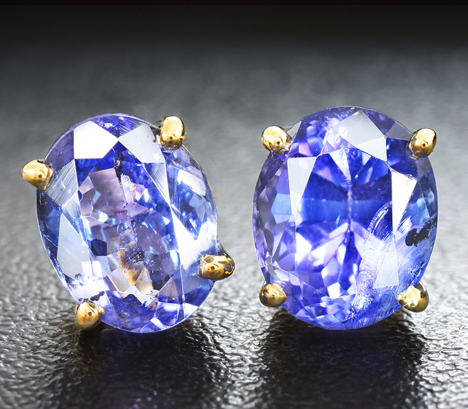 Золото Пусеты с танзанитами