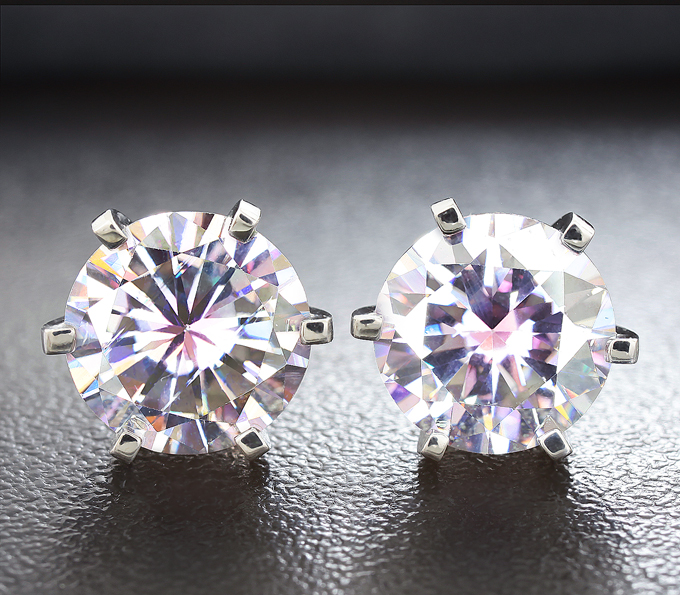 Серебро 925 Пусеты с розовыми муассанитами