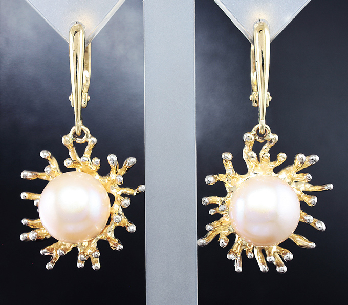 Золото Серьги с жемчугом