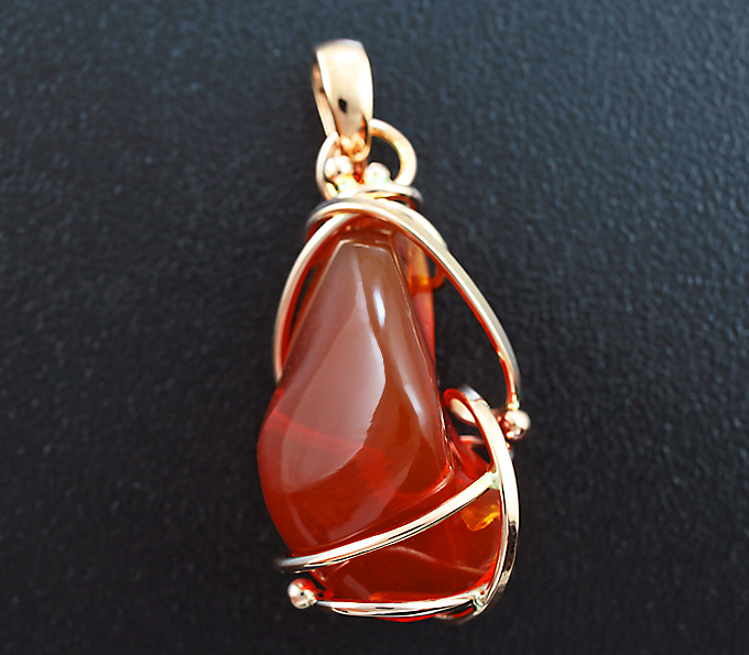 Золото Кулон с мексиканским огненным опалом
