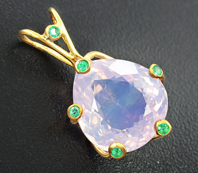 Серебро 925 Кулон с лавандовым аметистом и изумрудами