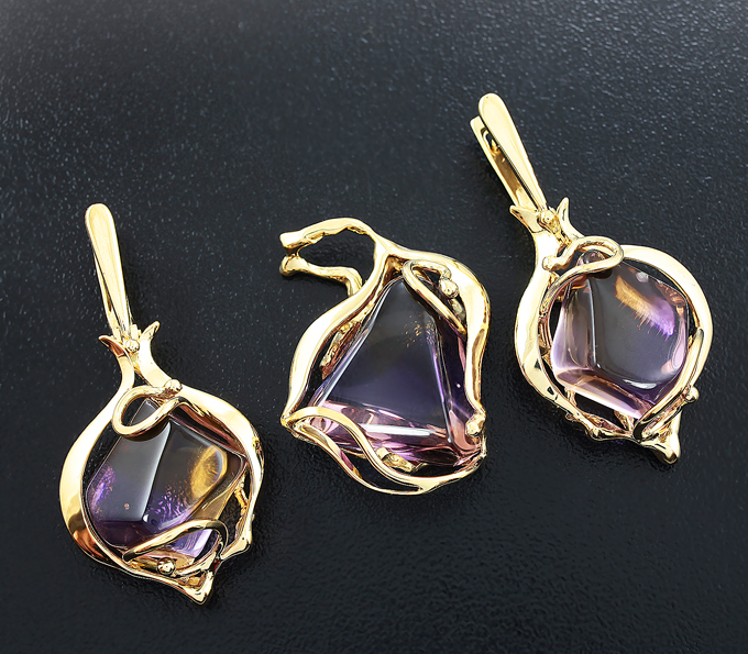 Золото Комплект с аметринами