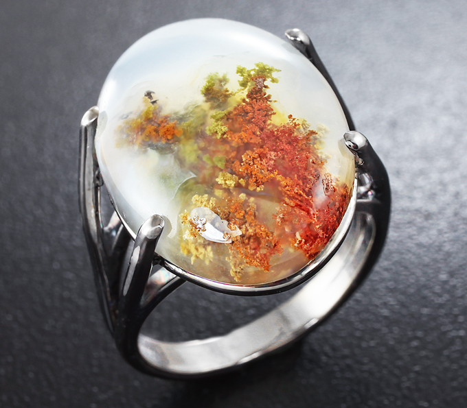 Серебро 925 Кольцо c дендритическим агатом
