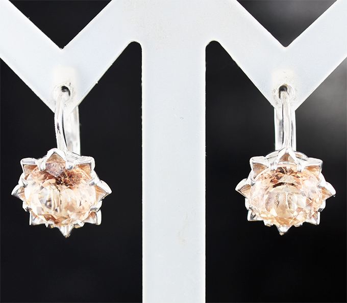 Золото Серьги с морганитами 