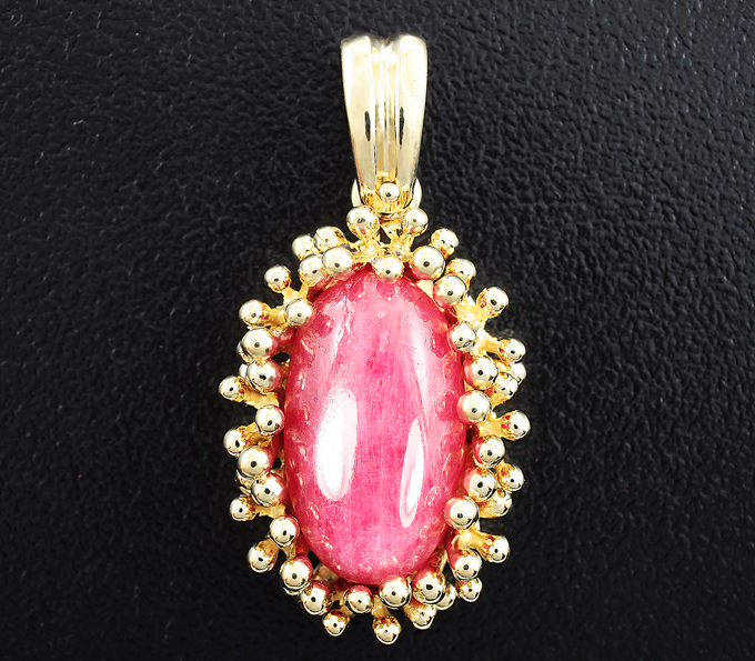 Золото Кулон с редким родонитом