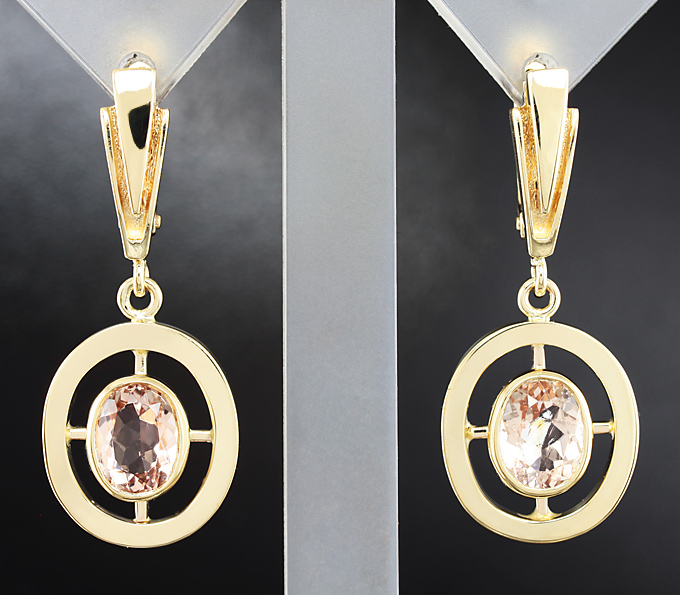 Золото Серьги с морганитами