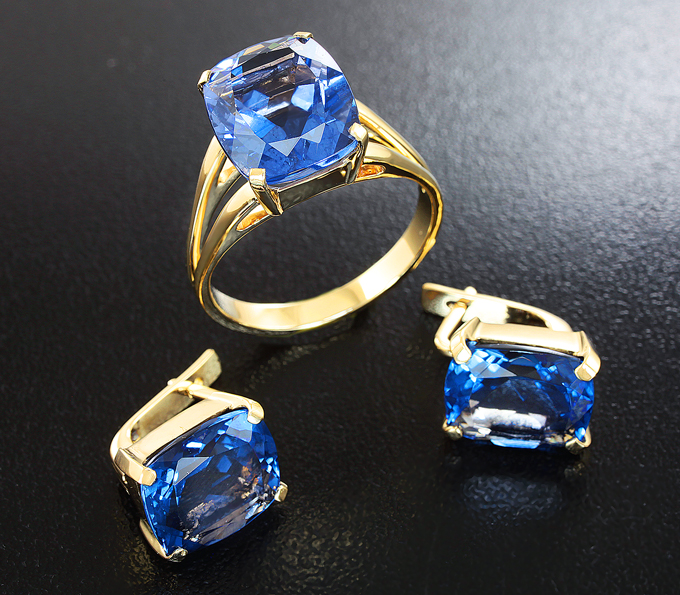 Золото Комплект с флюоритами