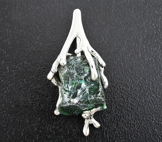 Серебро 925 Кулон с необработанным апатитом