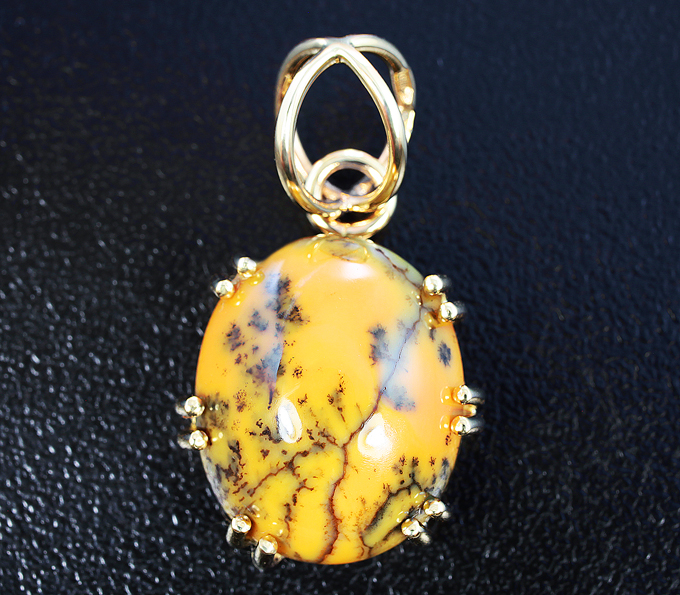 Золото Кулон с дендритическим опалом