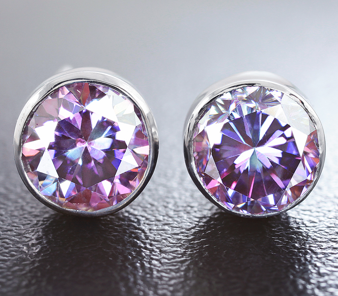 Золото Серьги с розовыми муассанитами