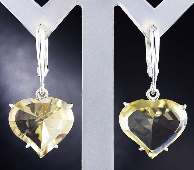 Серебро 925 Серьги с цитринами авторской огранки