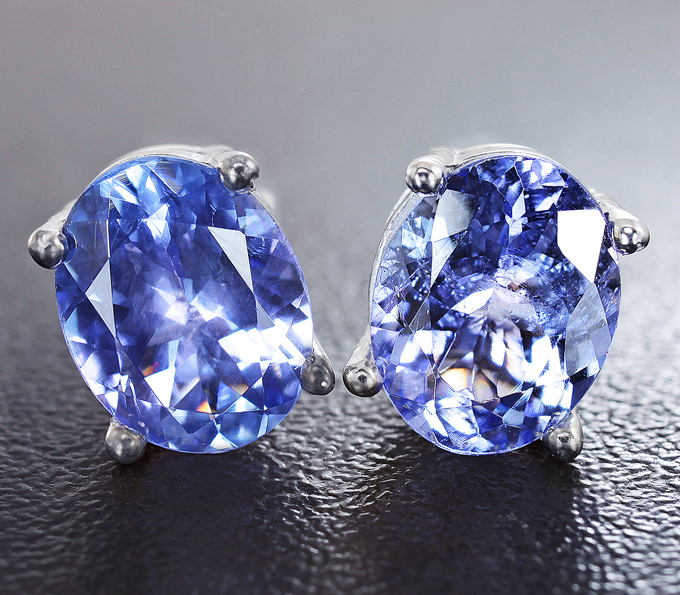 Серебро 925 Пусеты с танзанитами