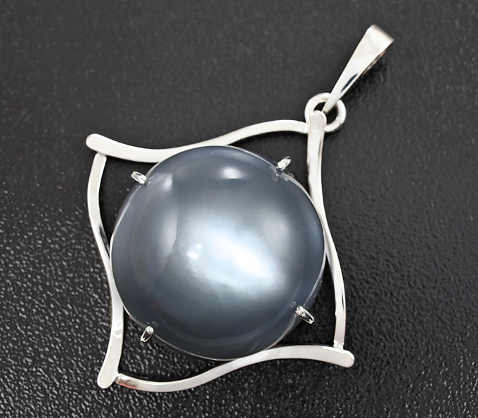 Золото Кулон с лунным камнем с эффектом кошачьего глаза