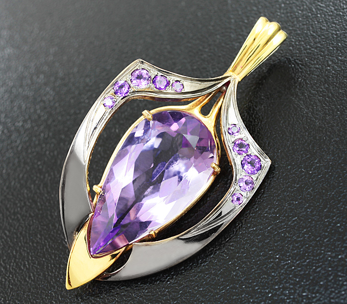 Серебро 925 Кулон с аметистами