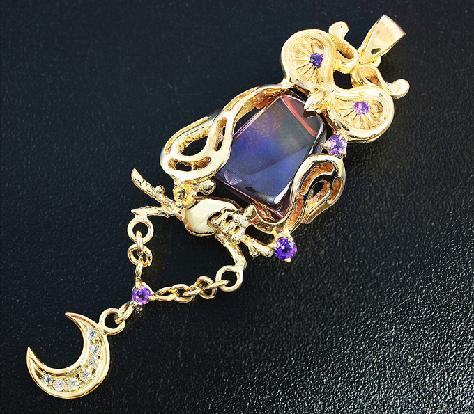 Серебро 925 Кулон с аметрином, цитрином, аметистами и лейкосапфирами