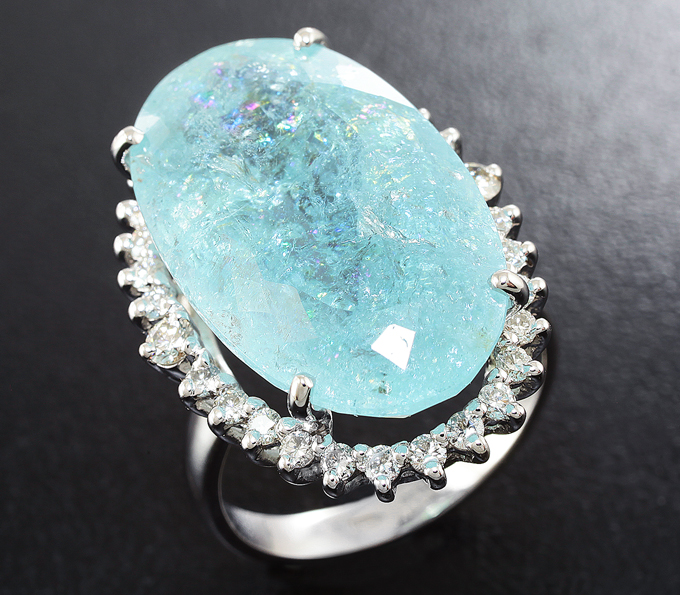 Золото Кольцо с параиба турмалином и бриллиантами