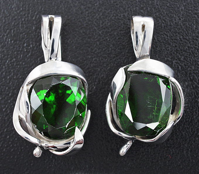 Серебро 925 Два кулона с диопсидами