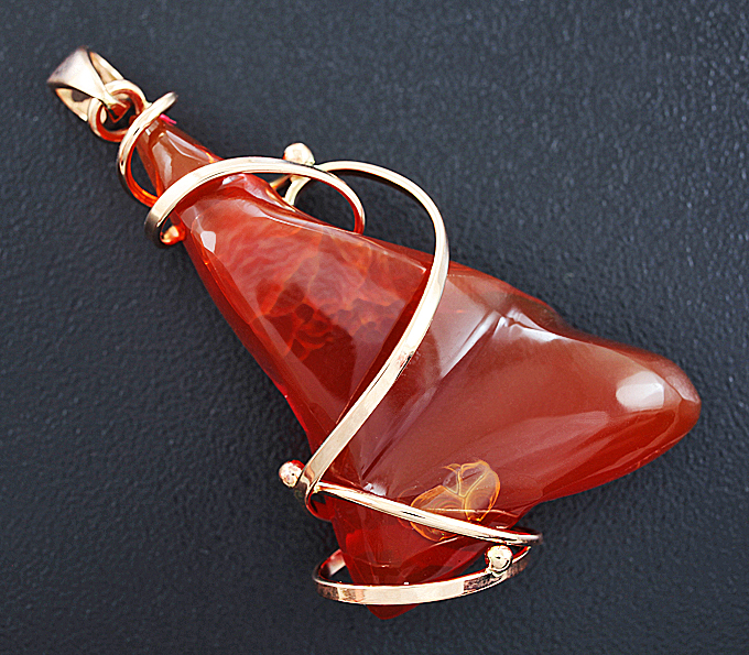 Золото Кулон с мексиканским огненным опалом