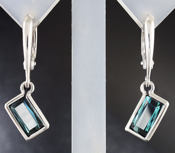 Золото Серьги с полихромными индиголит турмалинами