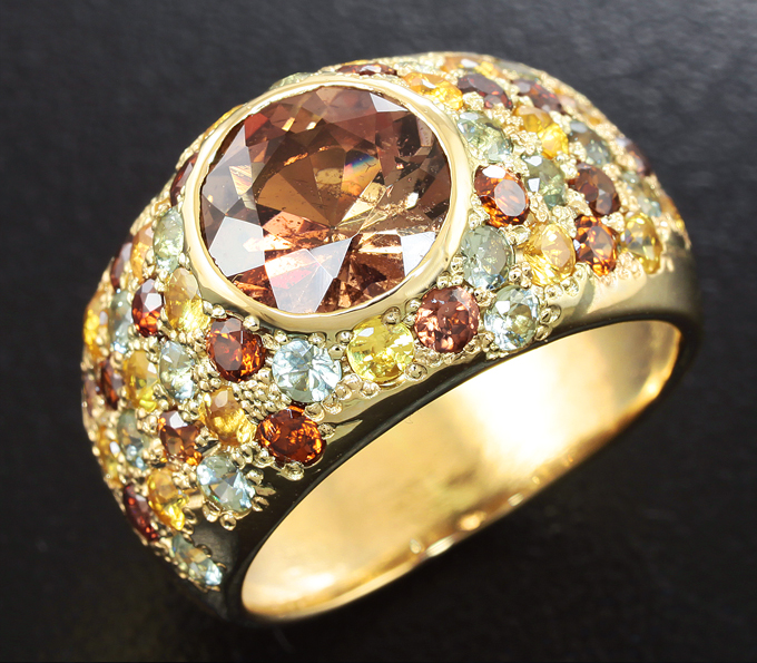 Золото Кольцо c андалузитом топового цвета