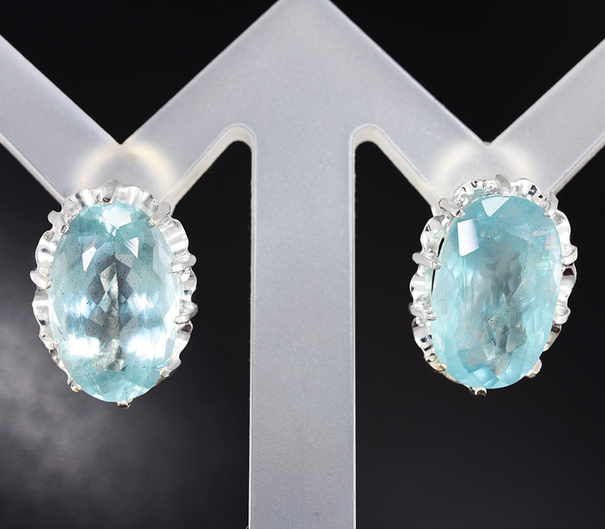 Серебро 925 Серьги с аквамаринами