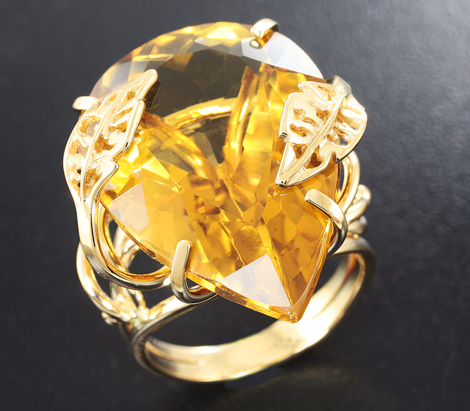 Золото Кольцо с цитрином