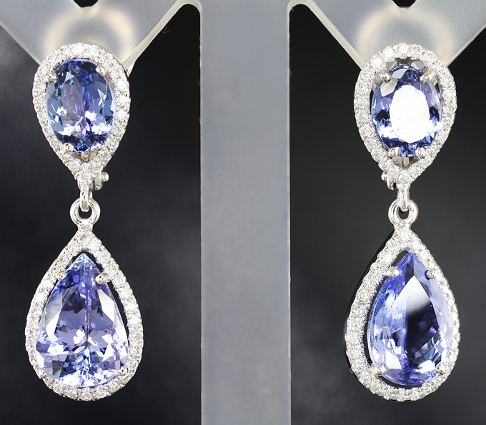 Золото Серьги с танзанитами и брилилантами