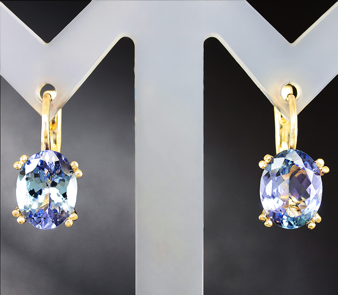 Золото Серьги с танзанитами