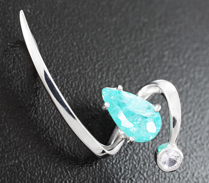 Серебро 925 Кулон с парайба турмалином и лейкосапфиром