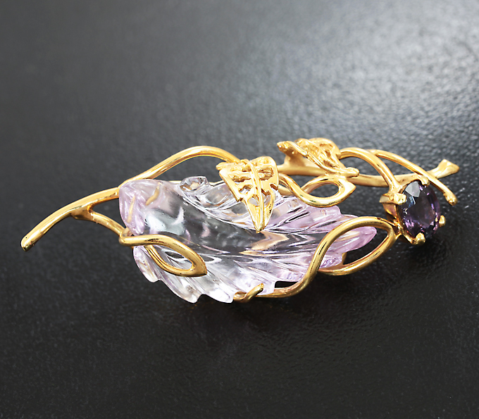 Серебро 925 Кулон с резным аметистом и гранатом со сменой цвета