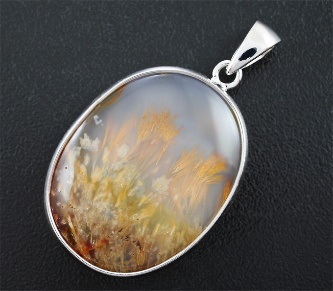 Золото Кулон с индонезийским агатом с сагенитом