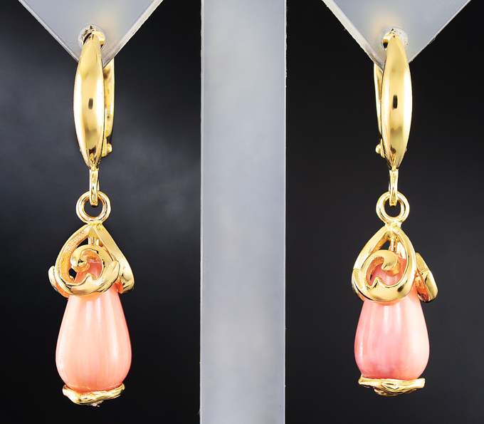 Золото Серьги с solid кораллами