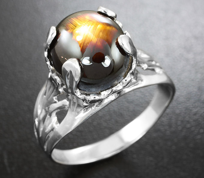 Серебро 925 Кольцо cо звездчатым сапфиром